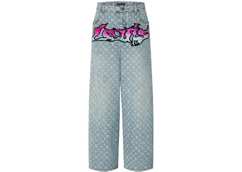 louis vuitton baggy denim pants indigo|Monogram Denim Pants .